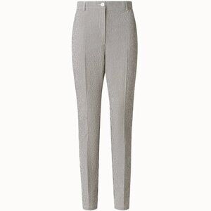 Akris Punto Freda Tapered Trouser Pants in Striped Cotton Seersucker